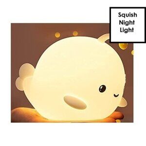 Night Light Squish Color-Changing Silicone Light, White Bubble Fish